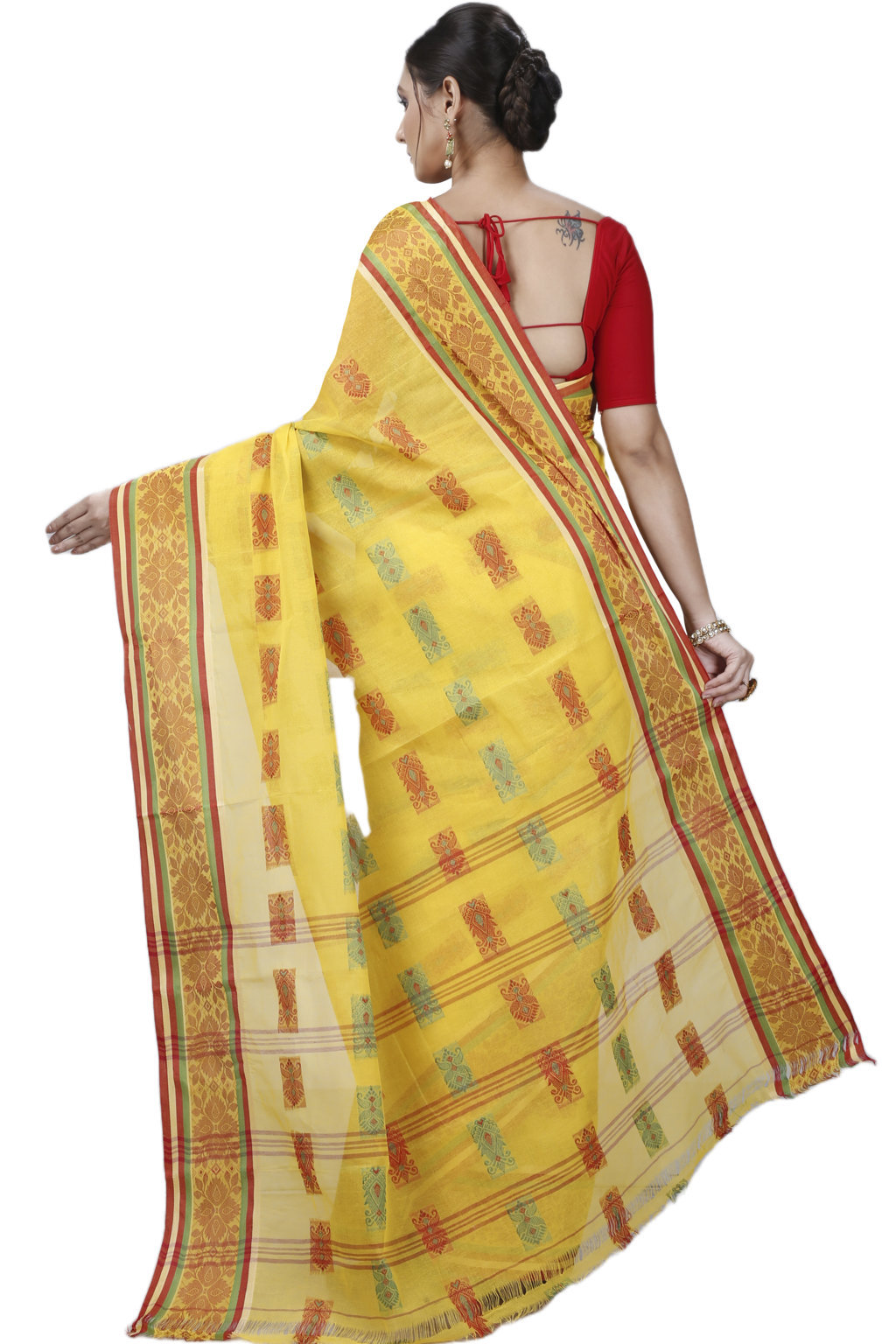 Yellow Pure Cotton Uditi Tant Saree (1229)